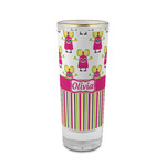 Pink Monsters & Stripes 2 oz Shot Glass -  Glass with Gold Rim - Single (Personalized)