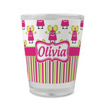 Pink Monsters & Stripes Glass Shot Glass - 1.5 oz - Single (Personalized)