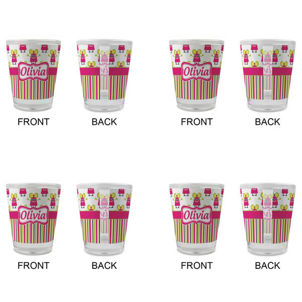 Pink Monsters & Stripes Glass Shot Glass - Standard - Set of 4 - APPROVAL