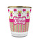 Pink Monsters & Stripes Glass Shot Glass - 1.5 oz - with Gold Rim - Single (Personalized)