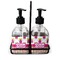 Pink Monsters & Stripes Glass Soap Lotion Bottle
