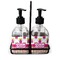 Pink Monsters & Stripes Glass Soap & Lotion Bottle Set (Personalized)