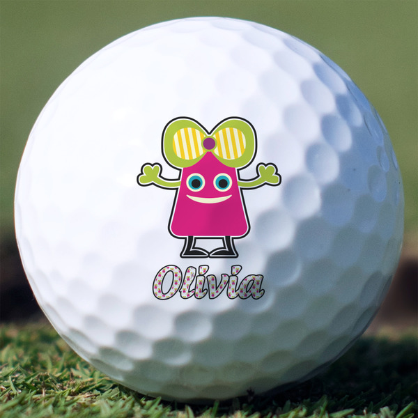 Custom Pink Monsters & Stripes Golf Balls (Personalized)
