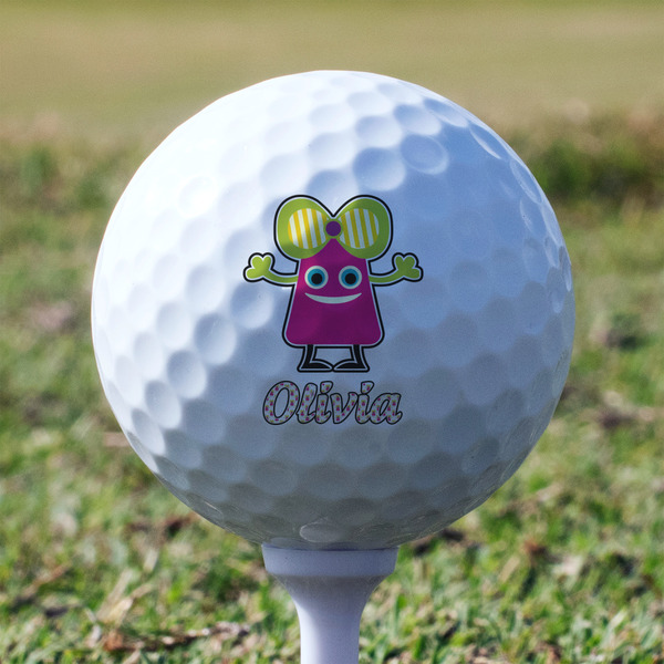 Pink Monsters & Stripes Golf Ball - Branded - Tee