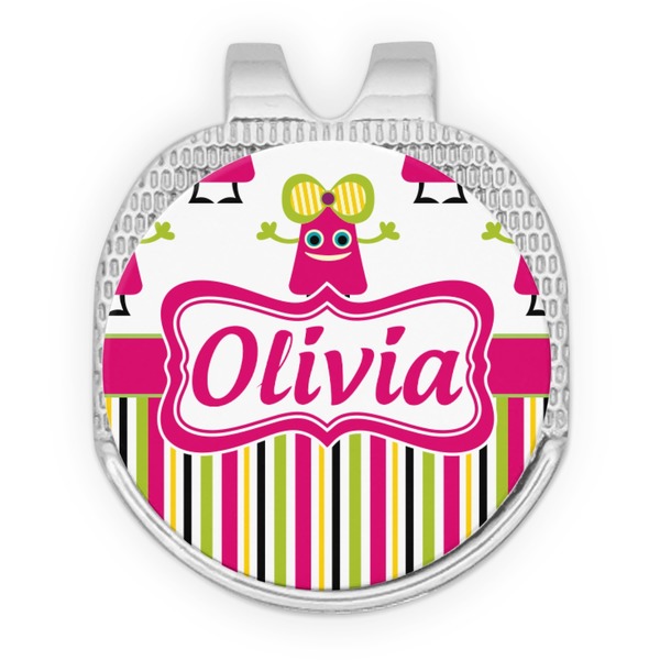 Pink Monsters & Stripes Golf Ball Hat Marker Hat Clip