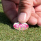 Pink Monsters & Stripes Golf Ball Marker - Hand