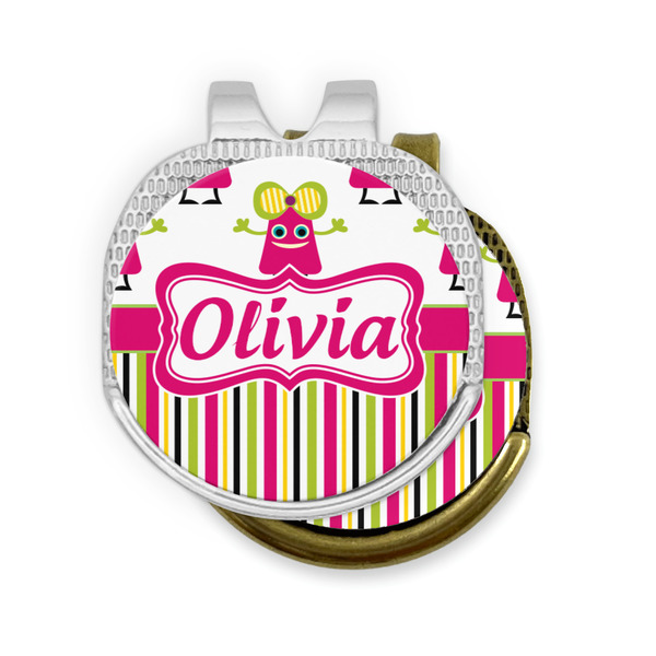 Pink Monsters & Stripes Golf Ball Marker Hat Clip - PARENT/MAIN