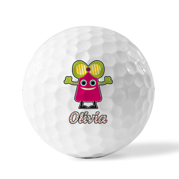 Pink Monsters & Stripes Golf Balls - Generic - Set of 3 - FRONT