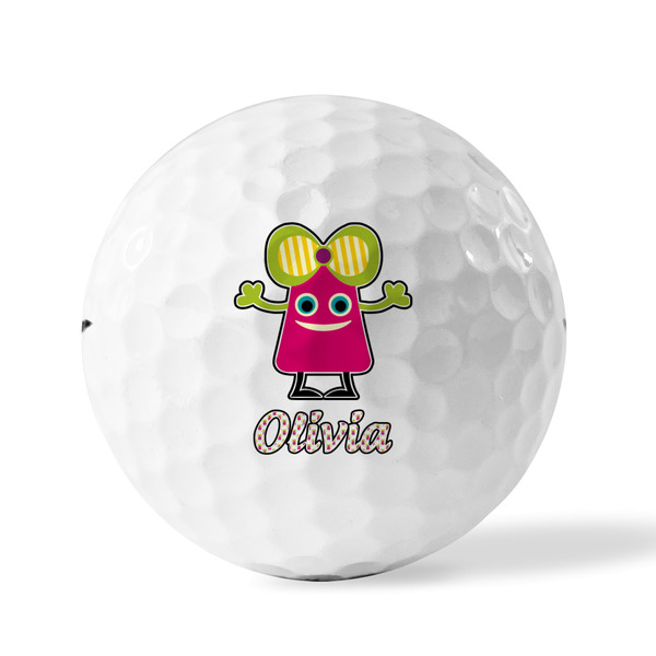Pink Monsters & Stripes Golf Balls - Titleist - Set of 3 - FRONT