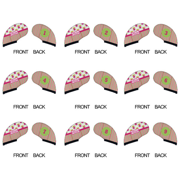 Pink Monsters & Stripes Golf Club Covers - APPROVAL (set of 9)