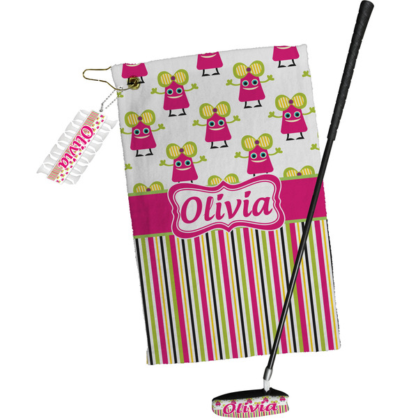 Pink Monsters & Stripes Golf Gift Kit (Full Print)