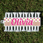Pink Monsters & Stripes Golf Tees & Ball Markers Set (Personalized)