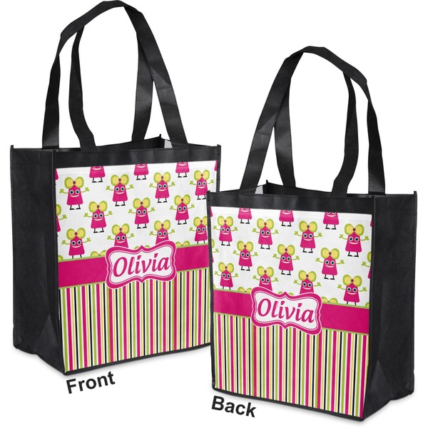 Pink Monsters & Stripes Grocery Bag - Apvl