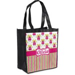 Pink Monsters & Stripes Grocery Bag (Personalized)
