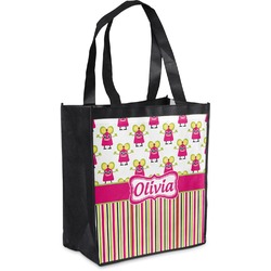 Pink Monsters & Stripes Grocery Bag (Personalized)