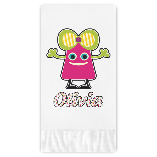 Custom Pink Monsters & Stripes Guest Towels - Full Color (Personalized)