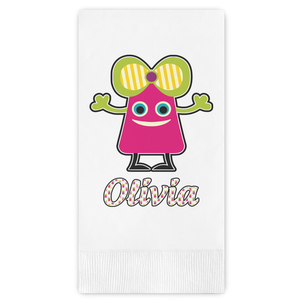Custom Pink Monsters & Stripes Guest Paper Towels - Full Color (Personalized)