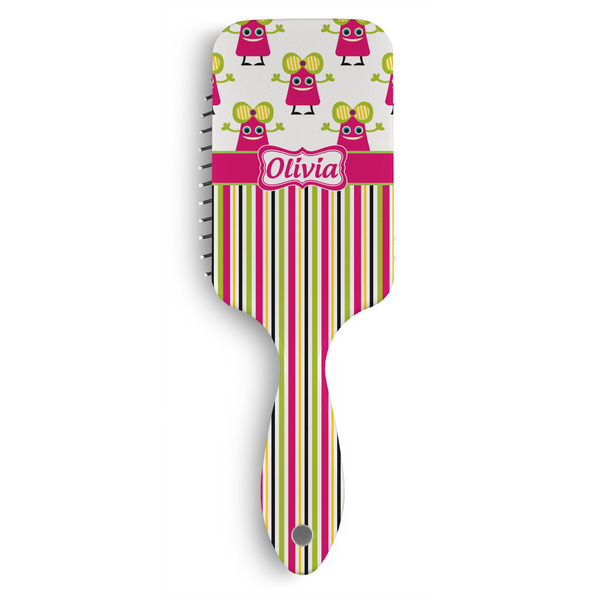 Custom Pink Monsters & Stripes Hair Brushes (Personalized)