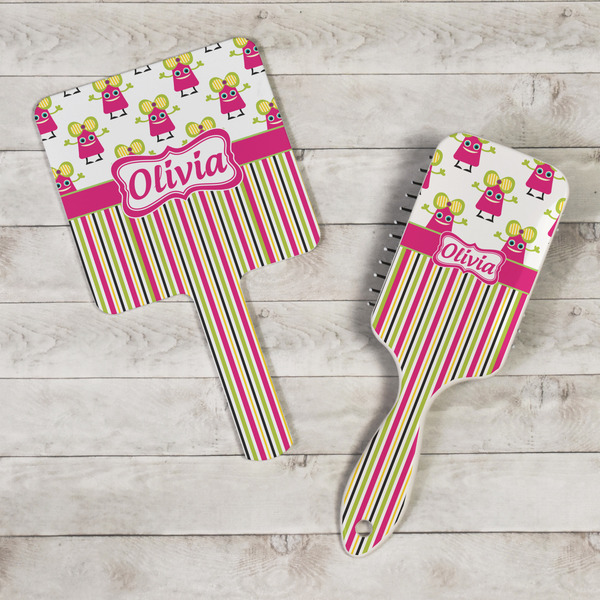 Pink Monsters & Stripes Hand Mirrors - In Context