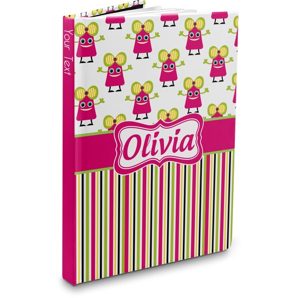 Custom Pink Monsters & Stripes Hardbound Journal (Personalized)