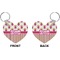 Pink Monsters & Stripes Heart Keychain (Front + Back)