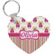Pink Monsters & Stripes Heart Keychain (Personalized)