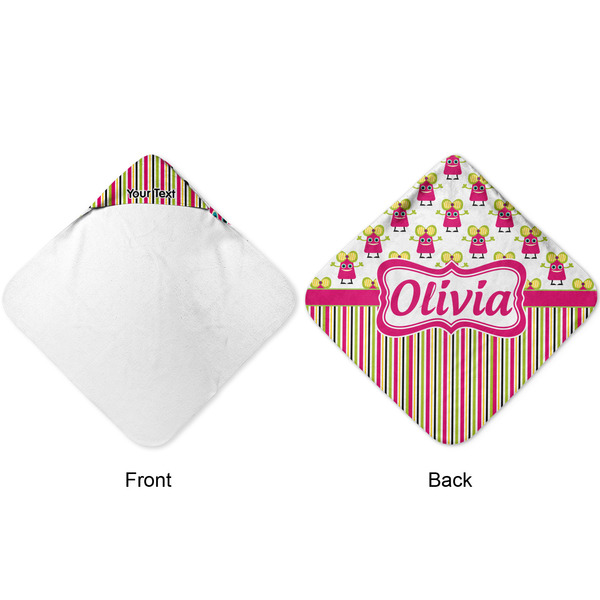 Pink Monsters & Stripes Hooded Baby Towel- Approval