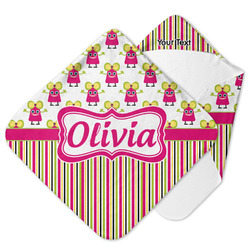 Pink Monsters & Stripes Hooded Baby Towel (Personalized)