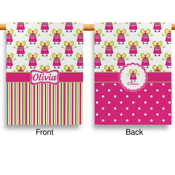 Pink Monsters & Stripes House Flags - Double Sided - APPROVAL