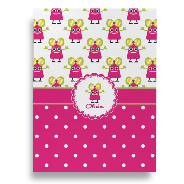 Pink Monsters & Stripes House Flags - Double Sided - BACK