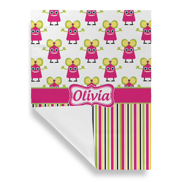 Pink Monsters & Stripes House Flags - Single Sided - FRONT FOLDED