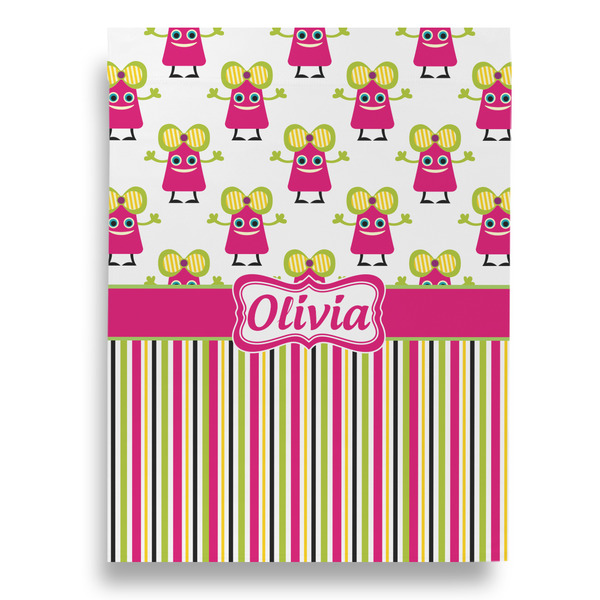 Pink Monsters & Stripes House Flags - Single Sided - FRONT