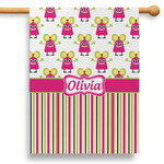 Pink Monsters & Stripes 28" House Flag - Double Sided (Personalized)