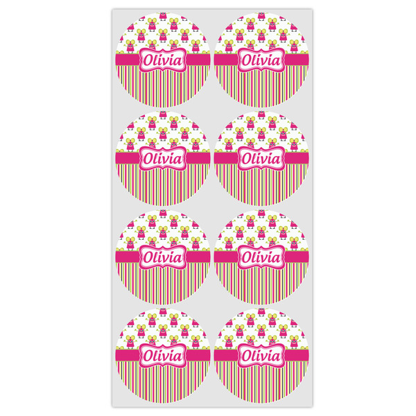 Pink Monsters & Stripes Icing Circle - Medium - Set of 8