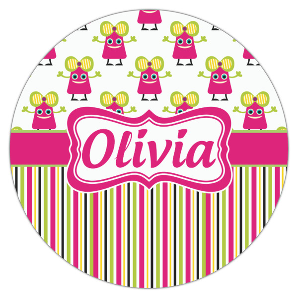 Pink Monsters & Stripes Icing Circle - Small - Single