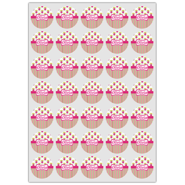 Pink Monsters & Stripes Icing Circle - XSmall - Set of 35