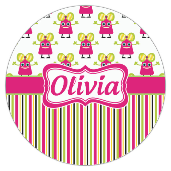 Pink Monsters & Stripes Icing Circle - XSmall - Single