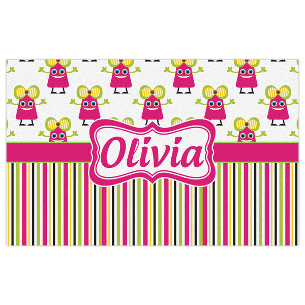 Pink Monsters & Stripes Indoor / Outdoor Rug - 5'x8' - Front Flat