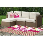 Pink Monsters & Stripes Indoor / Outdoor Rug - Custom Size w/ Name or Text