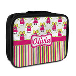 Pink Monsters & Stripes Insulated Lunch Bag (Personalized)