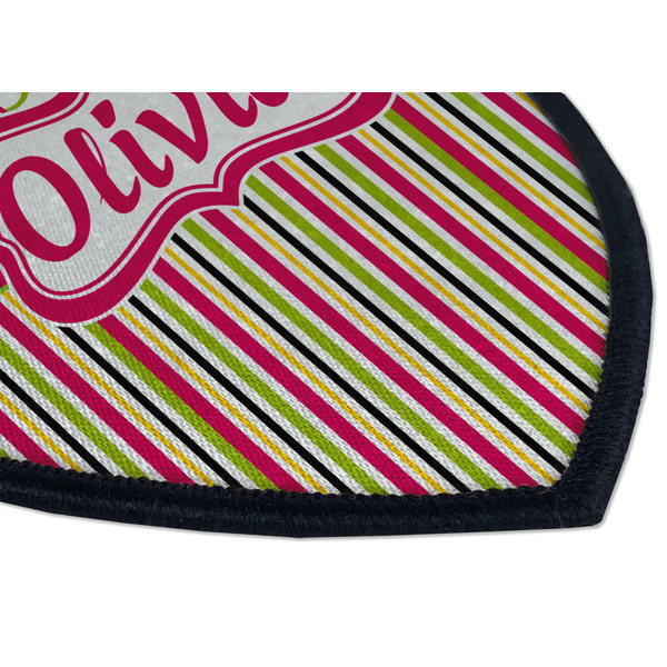 Pink Monsters & Stripes Iron on Shield 3 Detail