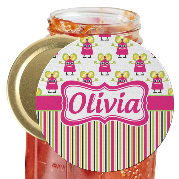 Custom Pink Monsters & Stripes Jar Opener (Personalized)