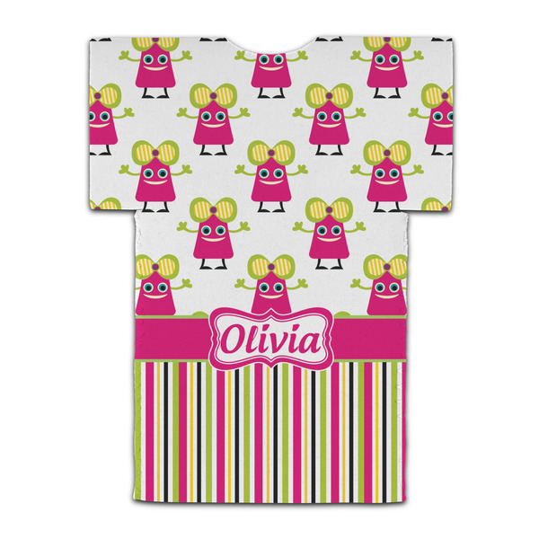 Pink Monsters & Stripes Jersey Bottle Cooler - BACK (flat)