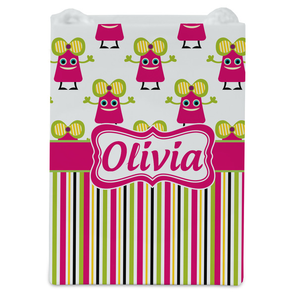 Pink Monsters & Stripes Jewelry Gift Bag - Gloss - Front