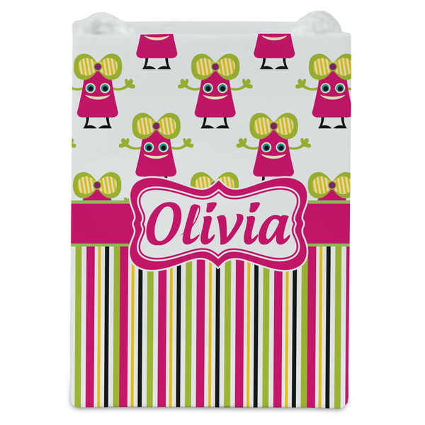 Pink Monsters & Stripes Jewelry Gift Bag - Matte - Front
