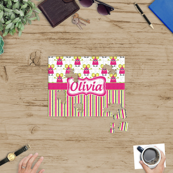 Pink Monsters & Stripes Jigsaw Puzzle 252 Piece - In Context