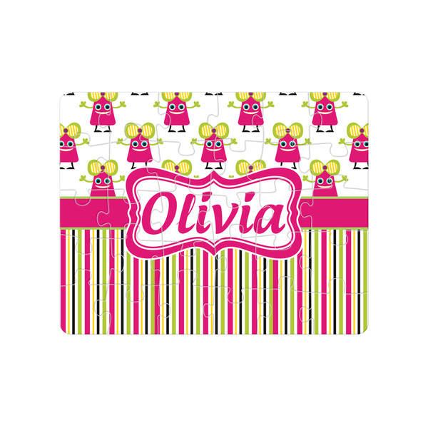 Custom Pink Monsters & Stripes Jigsaw Puzzles (Personalized)