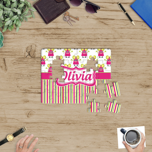 Pink Monsters & Stripes Jigsaw Puzzle 30 Piece - In Context