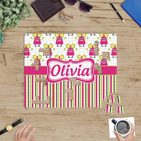 Pink Monsters & Stripes Jigsaw Puzzle 500 Piece - In Context