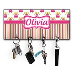 Pink Monsters & Stripes Key Hanger w/ 4 Hooks w/ Name or Text